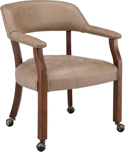 Vista 12 de LEEMTORIG Sillas de comedor con ruedas y brazos, Sillas de comedor con ruedas, Sillas de mesa de póker, Sillas de madera maciza Boss Caption's