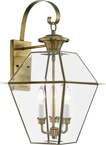 Vista 12 de Livex Lighting 2381-02 - Farol de pared para exteriores, latón pulido Persianas de vidrio biselado transparente