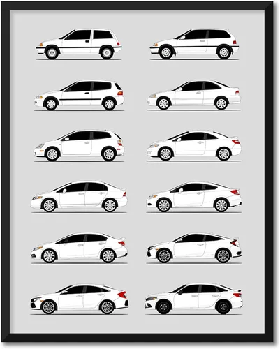 Vista 37 de Custom Car Posters Póster hecho a mano compatible con Acura (perfil lateral), decoración de lo mejor de las generaciones de Acura, historia 10C.
