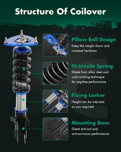 Vista 4 de Kit de bajada de bobinado de altura de amortiguación ajustable SCITOO Damper Coilover Suspensión apta para 2016-2017 para Subaru para Crosstrek