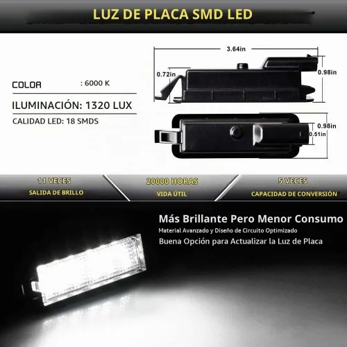 Vista 4 de Conjunto de lámpara LED para placa de matrícula para Dodge Charger Challenger Chrysler 300 Pacifica Jeep Compass 6000K Dimond White 2015-2019