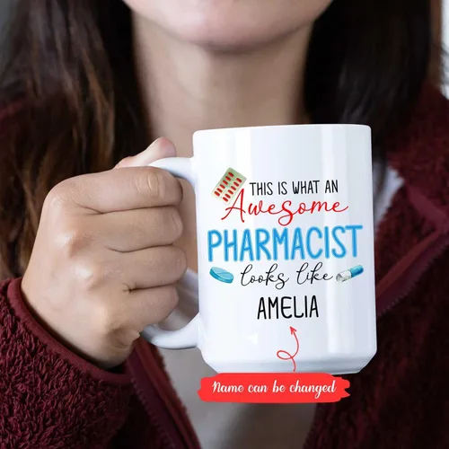 Vista 2 de This Is What An Awesome Pharmacist Looks Like taza, taza de farmacéutico personalizada, taza de café farmacéutico para farmacéutico, taza