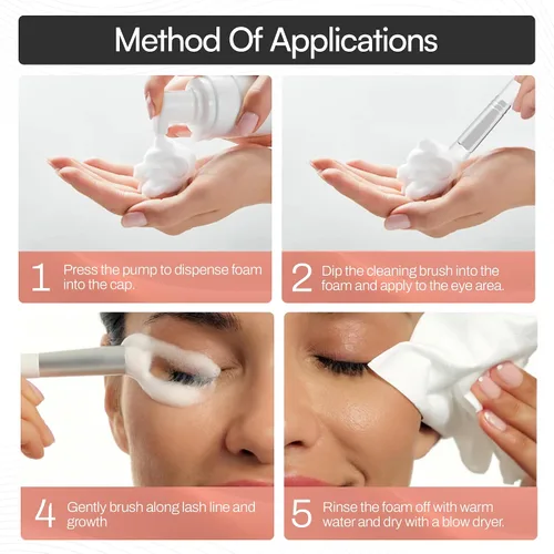 Vista 8 de M - Limpiador permanente de espuma para cejas y pestañas para extensiones de pestañas, microblading, polvo de cejas, cejas, nano cejas, maquillaje