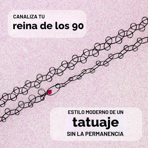 Vista 6 de EXPRESSIONS Colección de Joyería Elástica para Tatuajes de 3 Piezas Surtidas - Conjunto de Collar Gargantilla de Tatuaje, Pulsera y Anillo