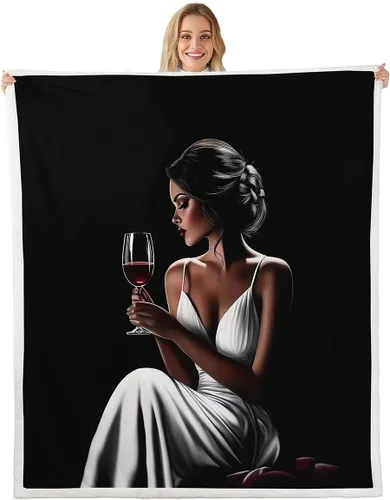 Vista 16 de Manta de franela champán para todas las estaciones, romántica manta de cama de vino tinto para decoración del hogar kawaii, manta de feliz día