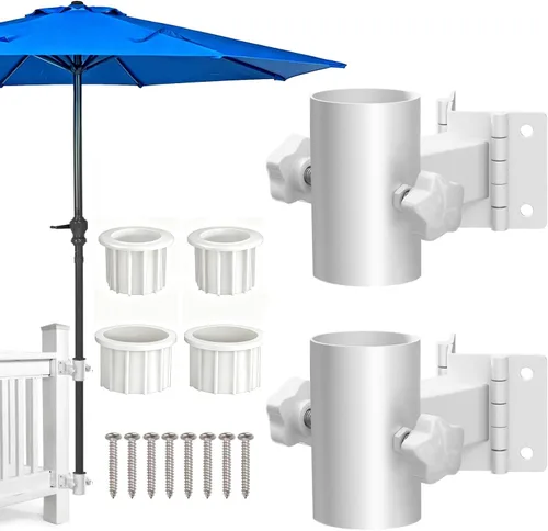 Vista 8 de Soporte de sombrilla de acero inoxidable, resistente para barandilla de terraza (se ajusta a diámetro exterior máximo de 2 pulgadas), se puede