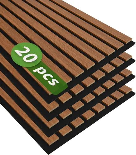 Vista 16 de Art3d Paquete de 4 paneles de listones de madera insonorizados de 12 x 24 pulgadas, paneles de pared acústicos de 8 pies cuadrados, paneles de pared