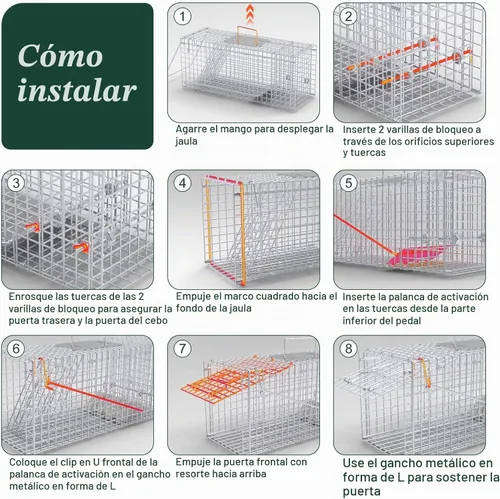 Vista 7 de Trampa para animales vivos de 25 pulgadas, jaula resistente para gatos