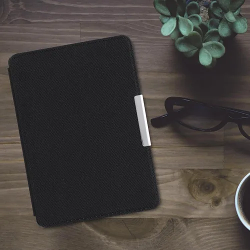Vista 2 de kwmobile Funda compatible con Amazon Kindle Paperwhite - Funda protectora de nailon para lector electrónico - Negro