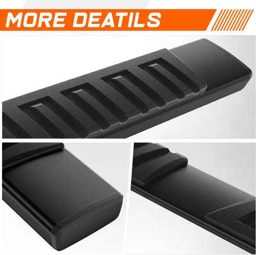 Vista 9 de Estribos de aluminio negro de 6 pulgadas, barras Nerf compatibles con Silverado Sierra 1500 2500 3500 Crew Cab 07-19