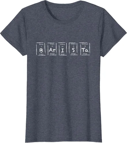Vista 41 de Barista Espresso Latte Cappuccino Coffee Periodic Table T-Shirt Asphalt Grey