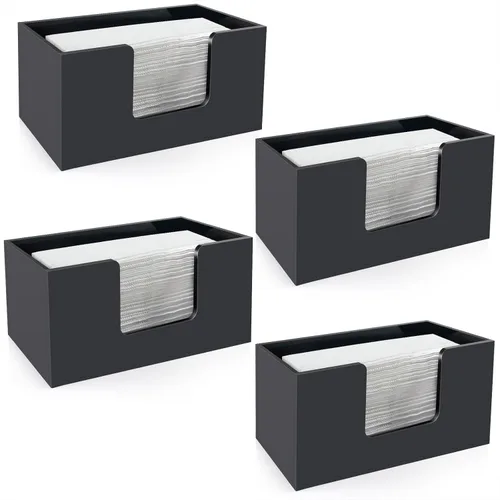 Vista 9 de Paquete de 1 soporte para toallas de papel para encimera, soporte acrílico para toallas de baño, servilletero negro para cocina, encimera