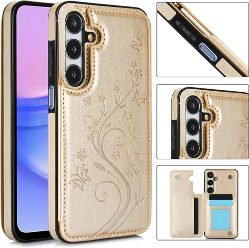 Vista 2 de Asuwish Funda de teléfono para Samsung Galaxy A15 5G/4G con protector de pantalla de vidrio templado, tarjetero con soporte para tarjetero, soporte