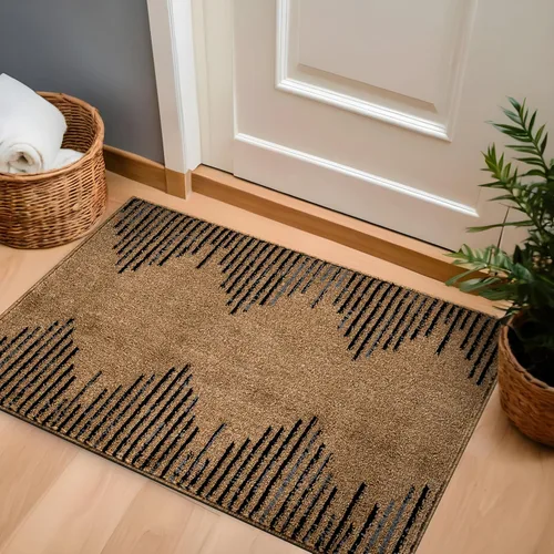 Vista 30 de Rugshop Alfombra bohemia a rayas resistente a las manchas, color beige, 2 x 7 pies