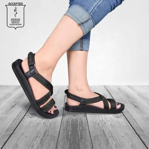 Vista 2 de AEROTHOTIC Sandalias para caminar para mujer, con soporte de arco, ligeras, deportivas, ajustables, con correa trasera, para invierno, senderismo