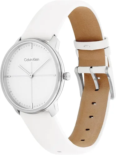 Vista 2 de Calvin Klein Caja unisex de cuarzo de acero inoxidable y correa de cuero Color blanco Modelo 25200161 Blanco