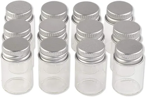 Vista 11 de Mini botellas de vidrio de 0.2 fl oz con tapa de aluminio vacías pequeñas botellas de deseos frascos de vidrio 24 piezas (24, 0.2 fl oz)