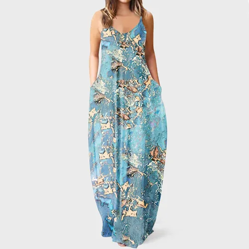 Vista 2 de JIEMUXIU Maxi Dresses for Women Summer Resort Wear Tropical Casual Beach Prom Wedding Guest Sundresses