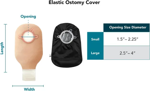 Vista 4 de Funda elástica beige para bolsa de ostomía Bolsas de colostomía, estoma e ileostomía ajustables y de moda Beige, 5x8 (orificio pequeño)