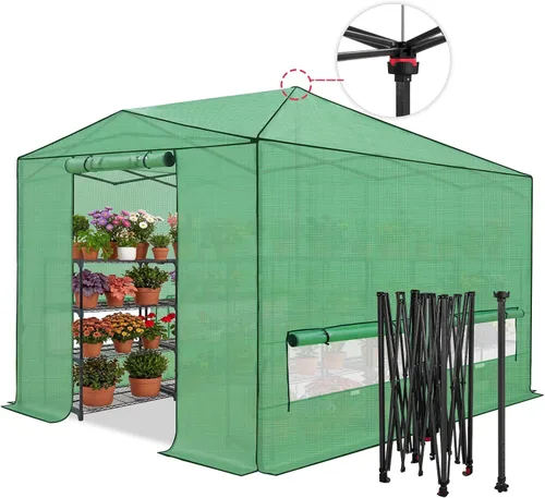 Vista 17 de EAGLE PEAK - Invernadero hexagonal desplegable de 6.6 x 6.6 pies, portátil, para plantas de jardín, para interiores y exteriores, para todo