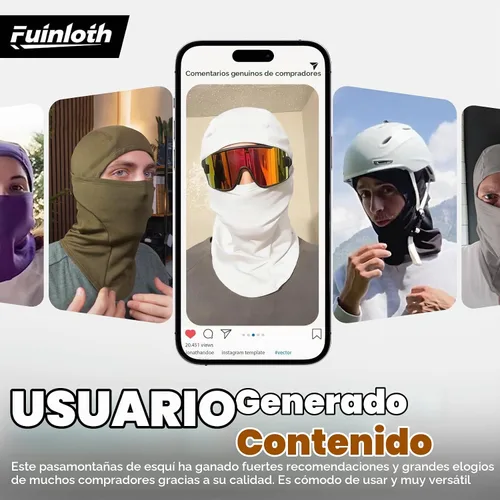 Vista 7 de Fuinloth Pasamontañas de Esquí Balaclava Pro, Pasamontañas a Prueba de Viento Térmico para Climas Fríos, Motocicleta para Hombres/Mujeres