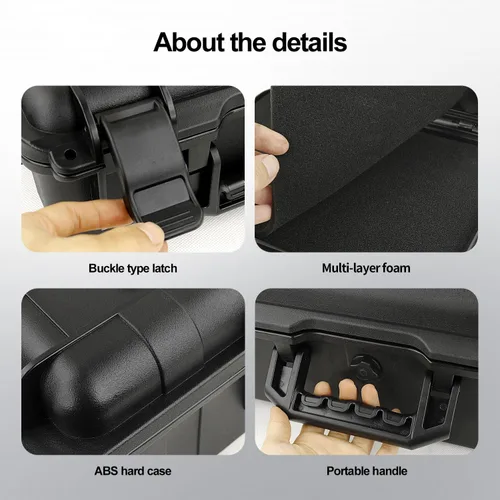 Vista 3 de Estuche rígido portátil - Funda de transporte impermeable, con espuma de bricolaje, grande, 18.4 x 12.6 x 6.3 pulgadas