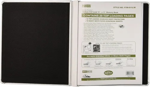 Vista 3 de Pioneer Photo Albums Family Treasures Deluxe - Libro de recortes con cubierta de cuero blanco de 20 páginas para páginas de 8.5 x 11 pulgadas