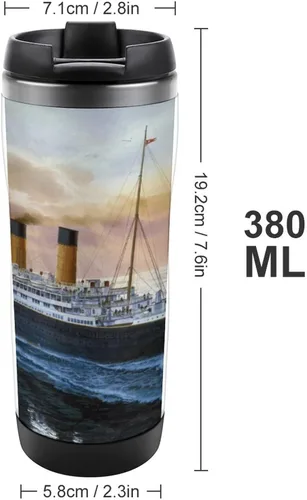 Vista 2 de Retro Titanic Famous Old Historic - Botella de agua de acero inoxidable con aislamiento reutilizable, doble pared, vaso de viaje para café y jugo