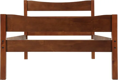 Vista 7 de MERITLINE Cama de plataforma de tamaño individual con cabecero y estribo, marco de cama de madera, no necesita somier, nogal