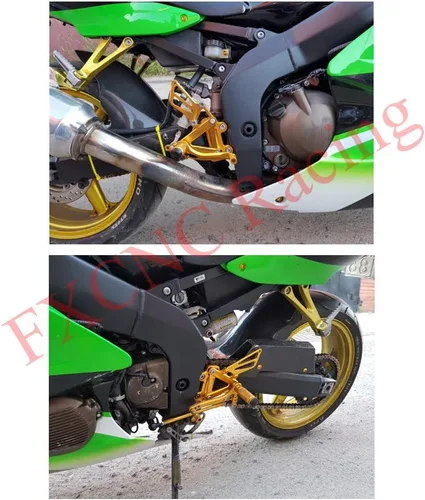 Vista 6 de FXCNC Juego de estriberas ajustables CNC Billet para motocicleta, reposapiés trasero compatible con Ninja ZX6R ZX-6R ZX636 1999-2002, Ninja ZX9R