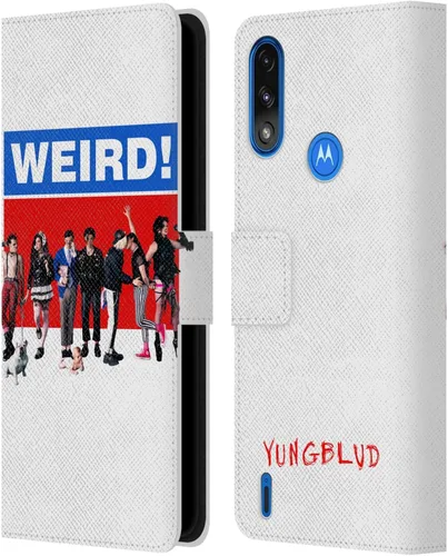 Vista 7 de Head Case Designs Officially Licensed Yungblud Face Graphics Leather Book Wallet Case Cover Compatible with Moto E7 Power/Moto E7i Power