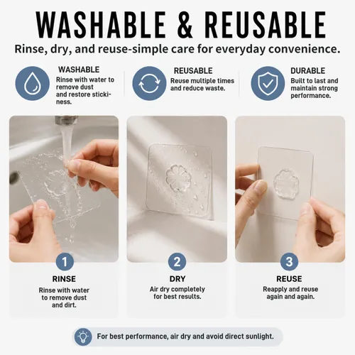 Vista 4 de Cinta nano doble cara resistente 1/2 '' × 10 pies extraíble lavable sin
