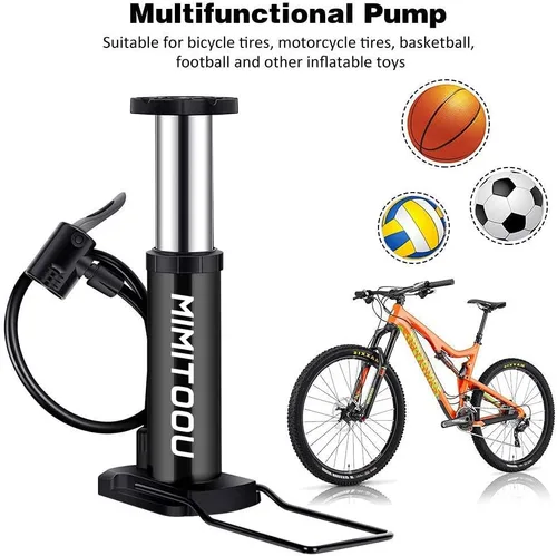 Vista 2 de Bomba para Bicicleta, Mini Bomba de Bicicleta Portátil Bomba de Piso para Bicicleta con Válvulas Presta y Schrader Bomba de Aire de Piso