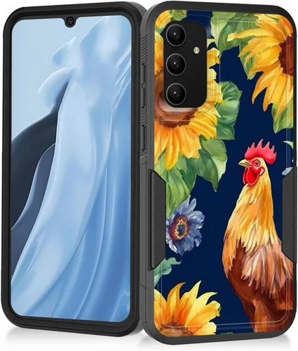 Vista 183 de Funda para Galaxy A14 5G, resistente de doble capa híbrida de policarbonato duro, goma suave, a prueba de golpes, funda protectora resistente