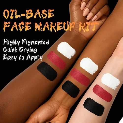 Vista 3 de Kit de maquillaje de payaso de Halloween, pintura corporal facial