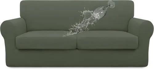 Vista 61 de Easy-Going Funda de sofá 100% impermeable doble de 3 piezas, elástica, suave, para perros, para sofá de 2 cojines separados, protector de muebles a