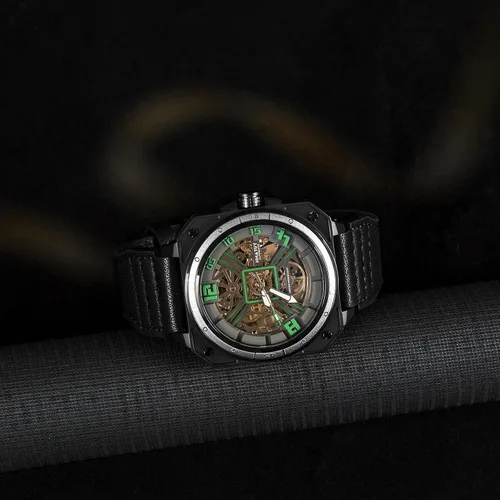 Vista 6 de Automatic Watches for Men,Stainless Steel Case with Leather Band,50M Waterproof Men Mechanical Wrist Watches