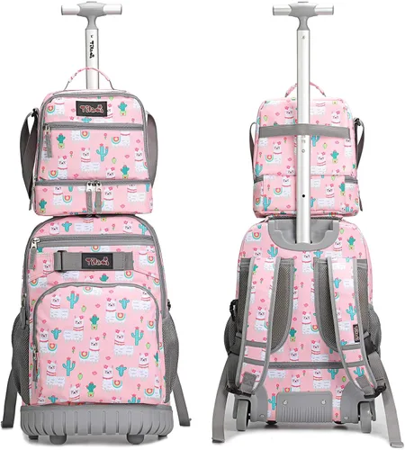 Vista 2 de Tilami Mochila con ruedas, mochila para laptop de 19 pulgadas con ruedas y lonchera