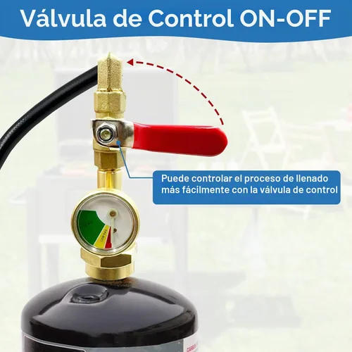 Vista 6 de Adaptador de Recarga de Propano para Tanques de 1 lb, Manguera Adaptadora de Recarga de Tanque de Propano Mejorada de 3 Pies/36'', Manguera