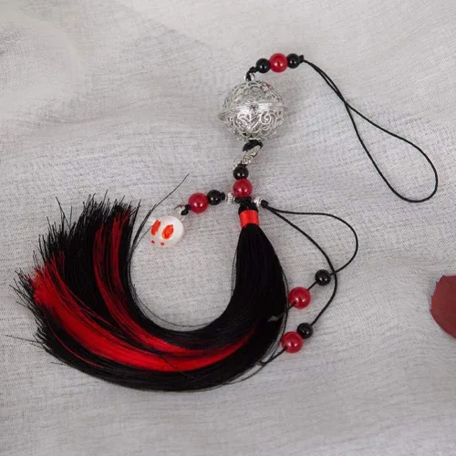 Vista 4 de Mo Dao Zu Shi - Colgante largo de borla Chen Qing Ling Cosplay Prop llavero de campana colgante de cintura adorno anime accesorios (negro)