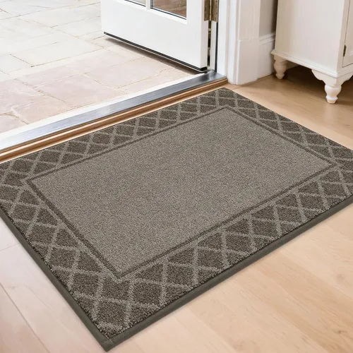 Vista 31 de BEQHAUSE Tapete para puerta atrapador de suciedad, antideslizante, absorbente, de bienvenida, de bajo perfil, lavable, para patas fangosas, entrada