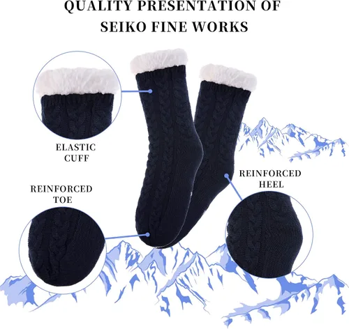 Vista 6 de SDBING Calcetines de invierno con forro polar para hombre, súper suaves, cálidos, acogedores, mullidos