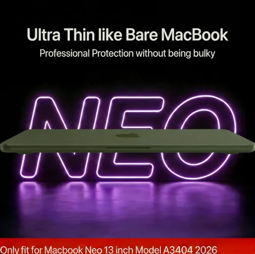 Vista 6 de Se7enline Funda compatible con MacBook Neo de 13 pulgadas modelo A3404 2026, carcasa rígida y funda de teclado lavable, antiarañazos, anticaídas