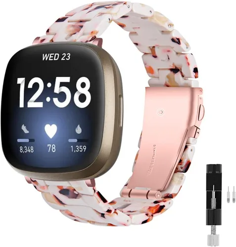 Vista 17 de Correa de reloj de resina compatible con Fitbit Versa 4/Sense 2/Versa 3/Sense 1, pulsera brazalete de moda ligera y ajustable de repuesto