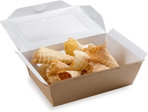 Vista 20 de Restaurantware Mini recipiente bio para llevar de papel rectangular de 12 onzas, 200