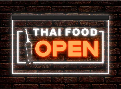 Vista 8 de 110228 Thai Food Open Thailand Restaurant Cafe Bar Display LED Light Neon Sign (16 Colors By Remote, 12" X 8")
