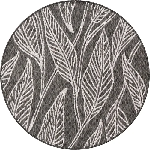 Vista 43 de Unique Loom Outdoor Botanical Collection Alfombra de área - Hoja (1.6 m x 2.4 m Rectangular, Carbón Marfil)