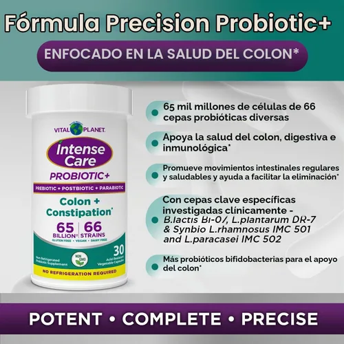 Vista 6 de Vital Planet - Probióticos de cuidado intenso para colon y estreñimiento más prebióticos orgánicos, postbióticos, parabióticos, suplemento completo