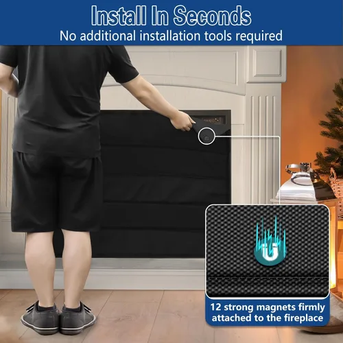Vista 4 de Funda magnética para chimenea, bloquea la chimenea que detiene la pérdida de calor, tapón de chimenea para interiores, ahorra energía, cubierta