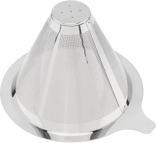 Vista 4 de TQEONKL - Gotero de café reutilizable sin papel, cono de metal, reutilizable, taza individual (2-4 tazas)